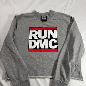 Run DMC cropped Gray Crewneck Sweatshirt